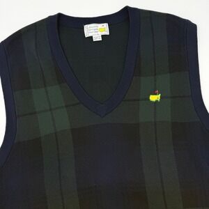Slazenger Augusta National Golf Masters Plaid Sweater Vest Men's XL Navy Green